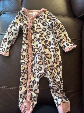 Baby Leopard Print One-Piece with Pink Trim
